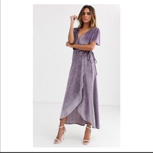 Pretty Little Thing Velvet Lilac Wrap Dress size US 4